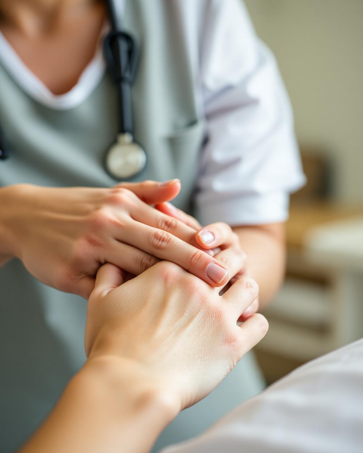 Fysiotherapeut behandelt de hand van een patiënt
